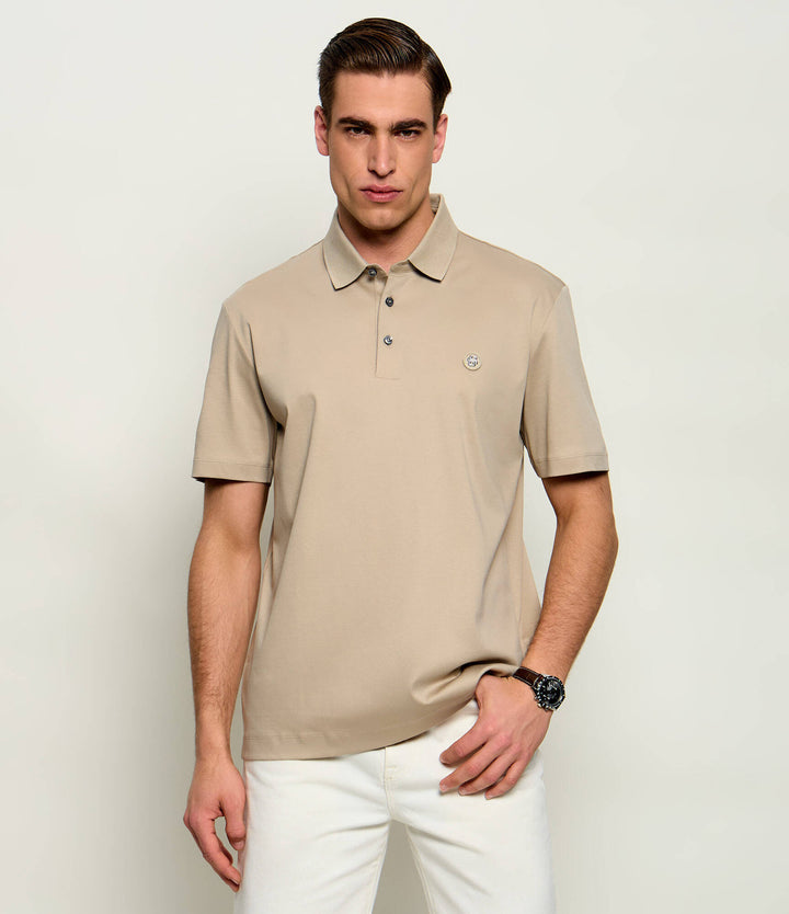 COTTON POLO SHIRT WITH TONAL LOGO BADGE 50555829