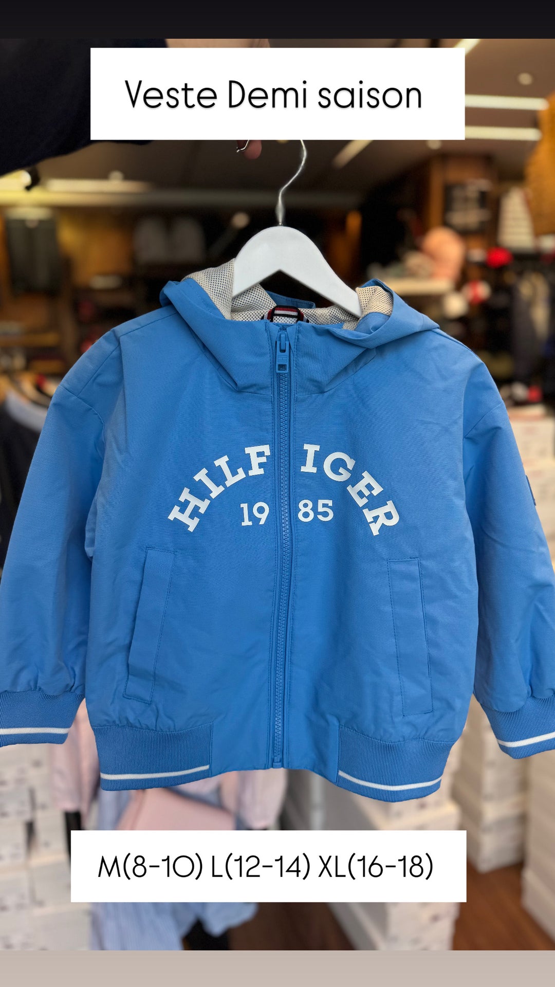 Veste Tommy Hilfiger bleu pour enfant bomber 1985 avec monotype hilfiger