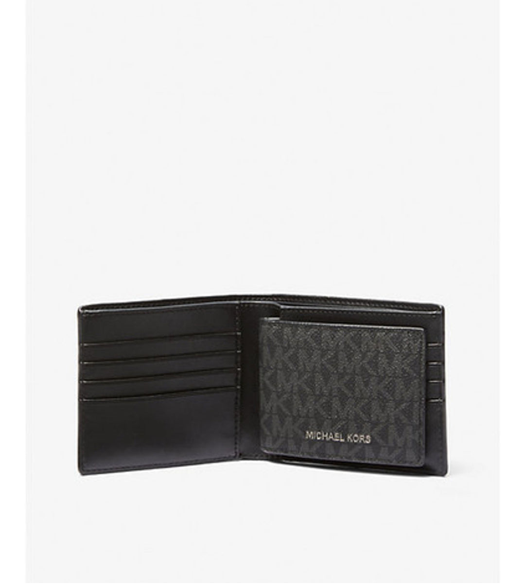 Logo and Striped Wallet With Passcase Gift Set