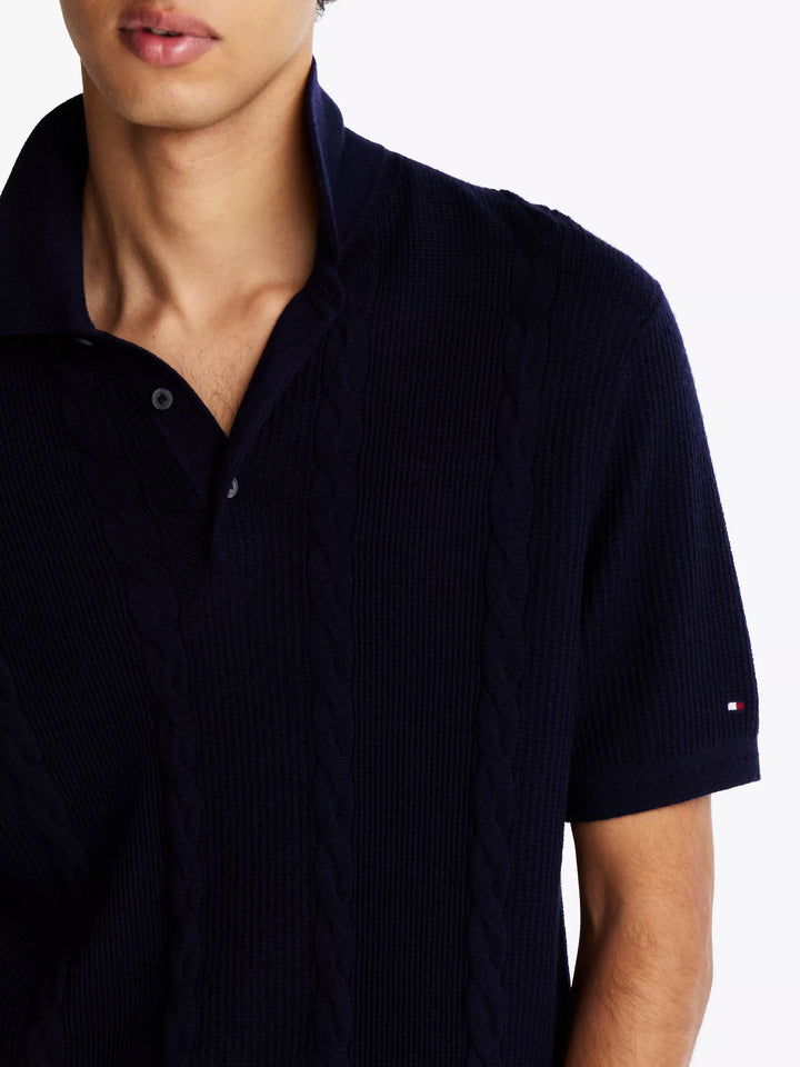 Regular Fit Cable Knit Polo