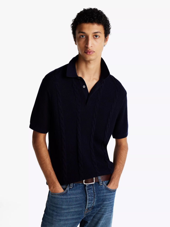 Regular Fit Cable Knit Polo