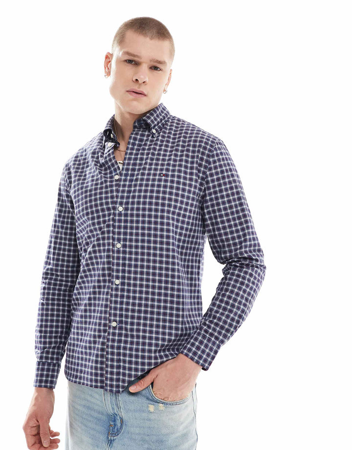 Chemise coupe standard en tartan en popeline