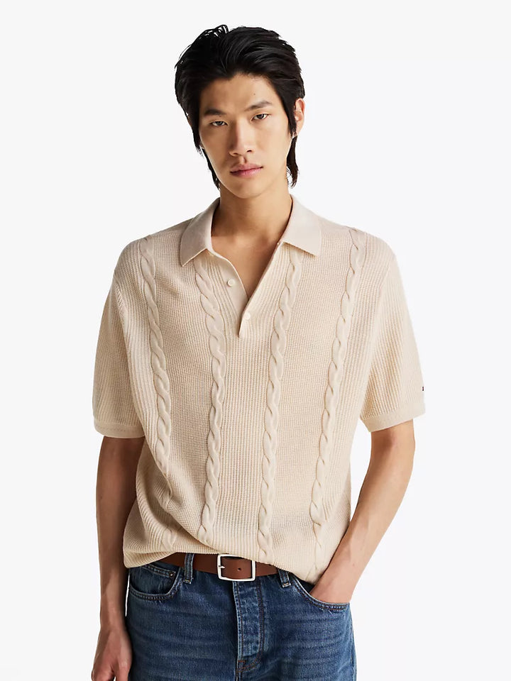 Regular Fit Cable Knit Polo