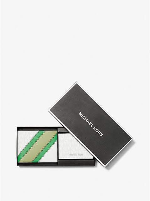 Logo and Striped Wallet With Passcase Gift Set