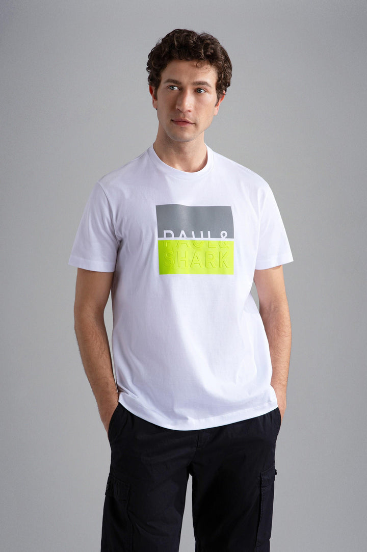 T-shirt Paul shark blanc pistachio 24411050