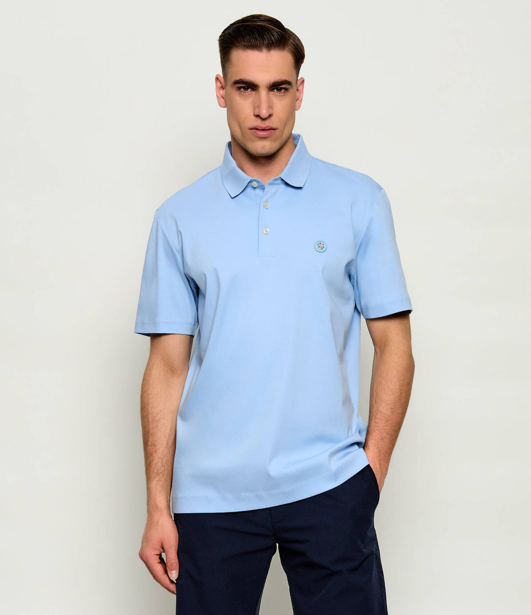 COTTON POLO SHIRT WITH TONAL LOGO BADGE 50555829